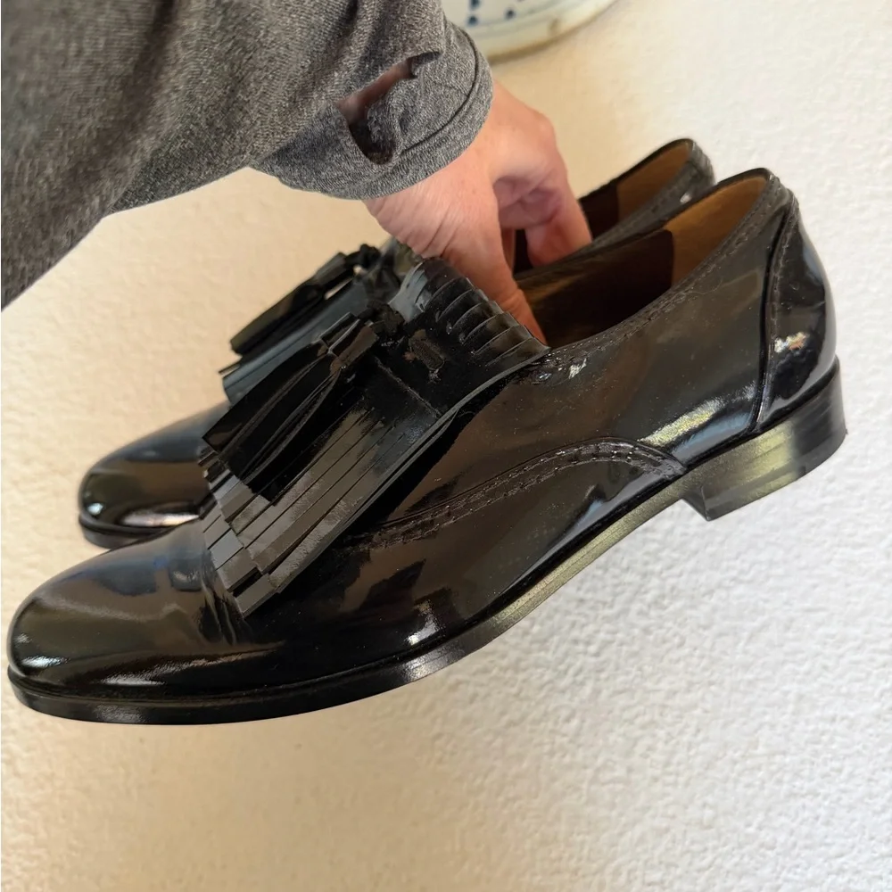 Vintage Lanvin Women’s Black Patent Leather Brogues / Loafers size 37 / 7 NWOT - Picture 5 of 7